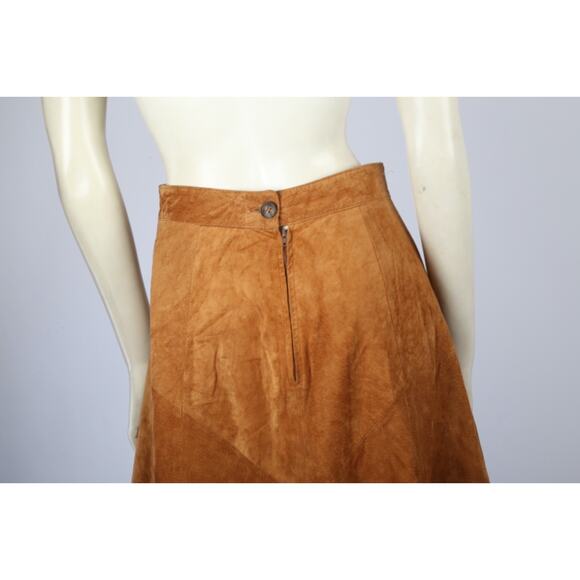 Ann Taylor Vintage Camel Beige Suede Pleated Skirt Leather 90s Classic Size 6 - Picture 9 of 11